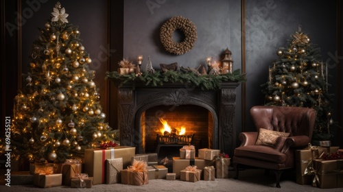 A Cozy Christmas Fireplace Scene