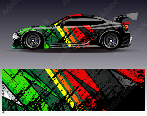 Car wrap design vector.Graphic abstract stripe racing background designs for vehicle  rally  race  adventure and car racing livery