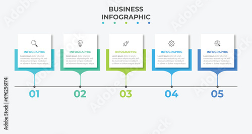 Presentation business infographic template with 5 options. Vector illustration. photo