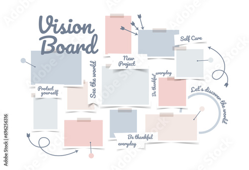 Vector photo collage template moodboard pictures grids vector illustration