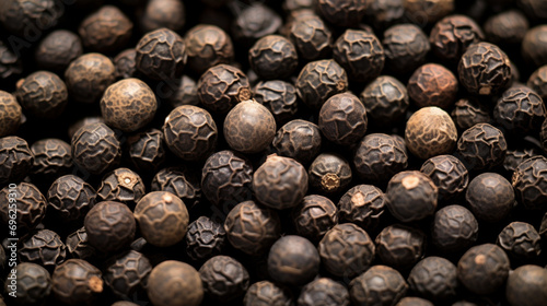 Mixed peppercorns background. Different colored peppercorns, close up. Generative AI photo