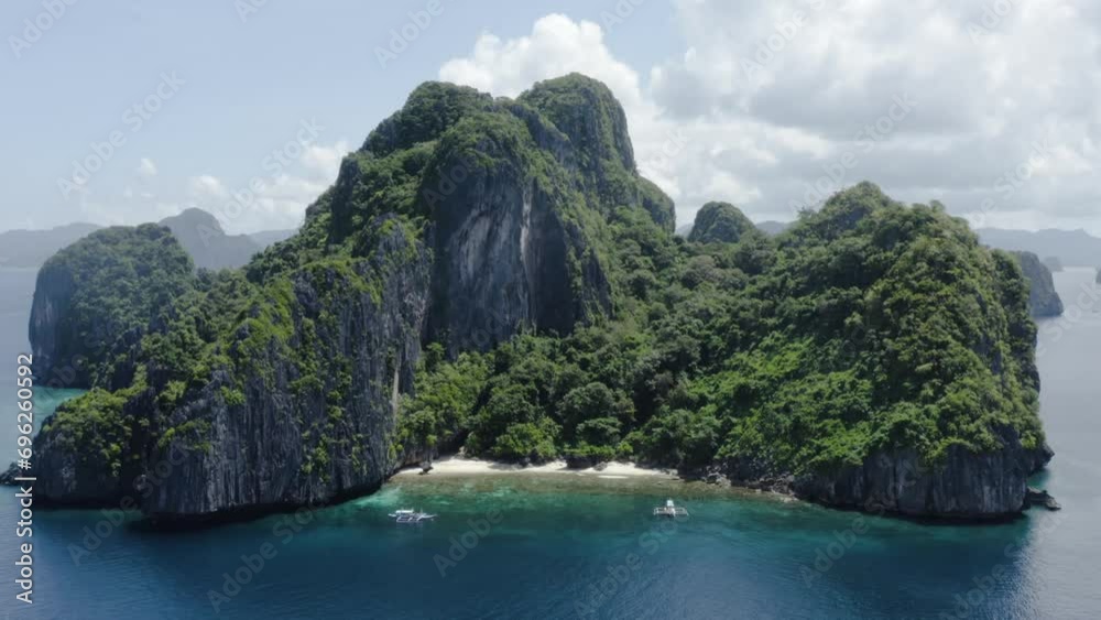 incredible drone shot traveling out of isla bonita in the philippine sea incredible drone shot traveling out of isla bonita in the philippine sea