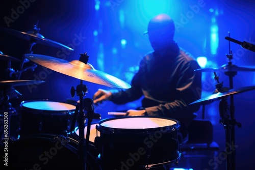 The Mystery of the Blue-Lit Drummer A fictional character created by Generated AI. 