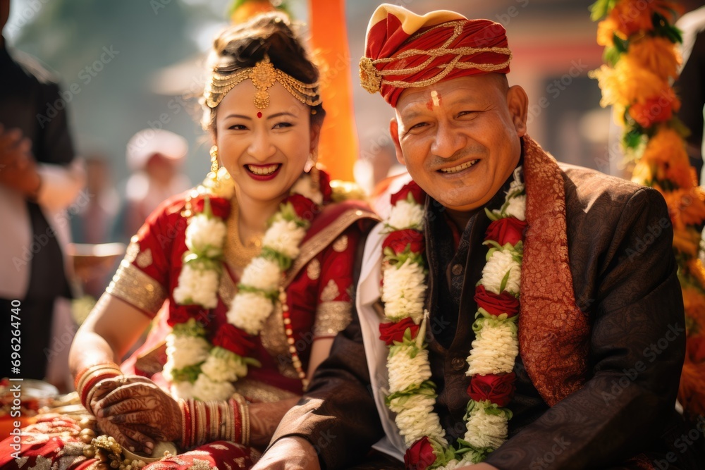 A Traditional Indian Bride and Groom at Their Wedding A fictional character created by Generated AI. 
