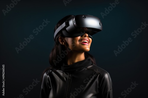 Woman enjoying her time with a VR headset A fictional character created by Generated AI.  © shelbys