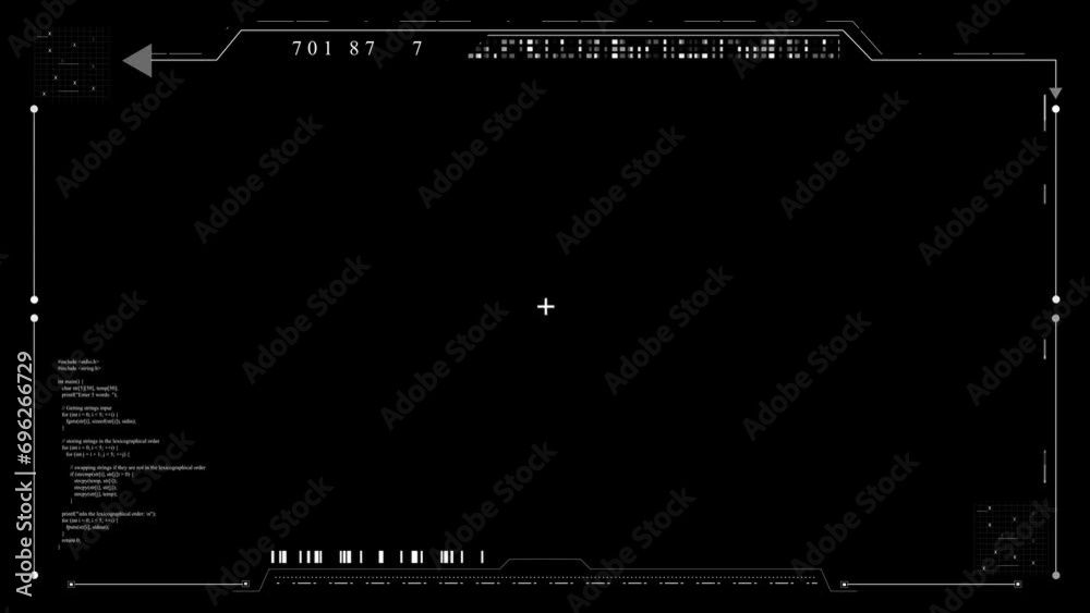 4k camera viewfinder HUD with transparency. Widescreen video Camera screen, smartphone recording overlay frame with black background. Digital display with multiple settings. CCTV viewfinder