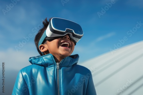 Boy Enjoying Virtual Reality Gaming A fictional character created by Generated AI.  © shelbys