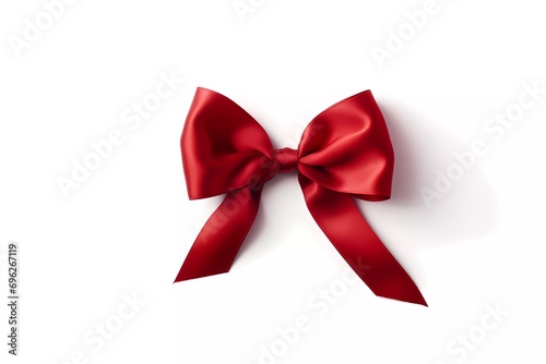 Red beautiful decorative ribbon for holiday gift on white background.