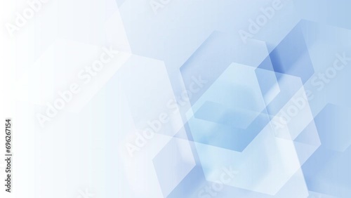 Abstract creative motion hexagon geometric shape on gradient light blue background. Video animation Ultra HD 4k footage.