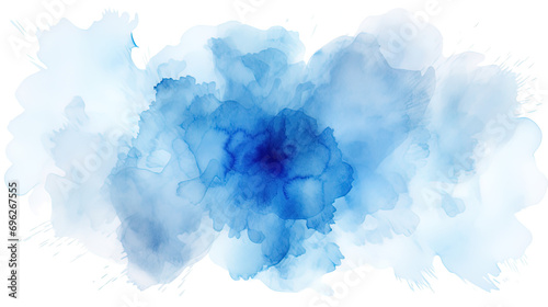 Blue Watercolor background. blue paint brush strokes in watercolor isolated against transparent. Color splashing hand drawn. 