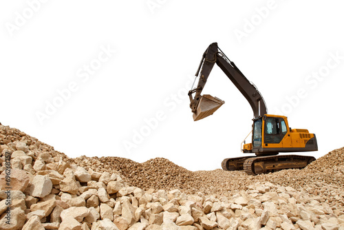 Crawler excavator on white....