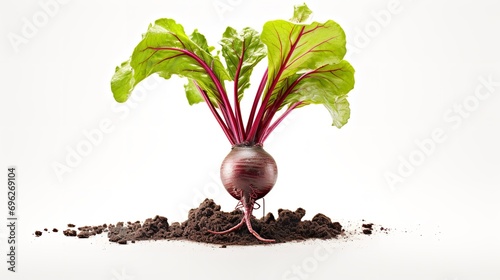 Lone, immature beetroot against a white backdrop, healthy, close up, veggie, Generative AI.