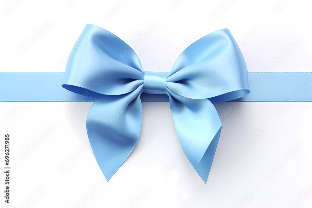 Naklejka premium Blue beautiful decorative ribbon for holiday gift on white background.