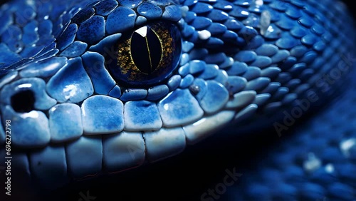 Blue viper snake closeup face, viper snake, blue insularis