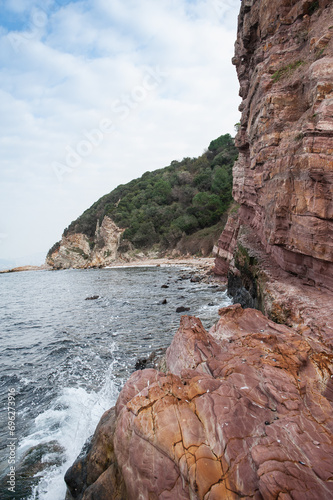 Beautiful nature landscape with water of sea and island rock