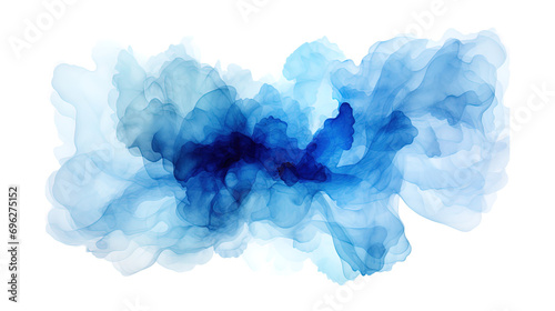 Blue Watercolor background. blue paint brush strokes in watercolor isolated against transparent. Color splashing hand drawn. 