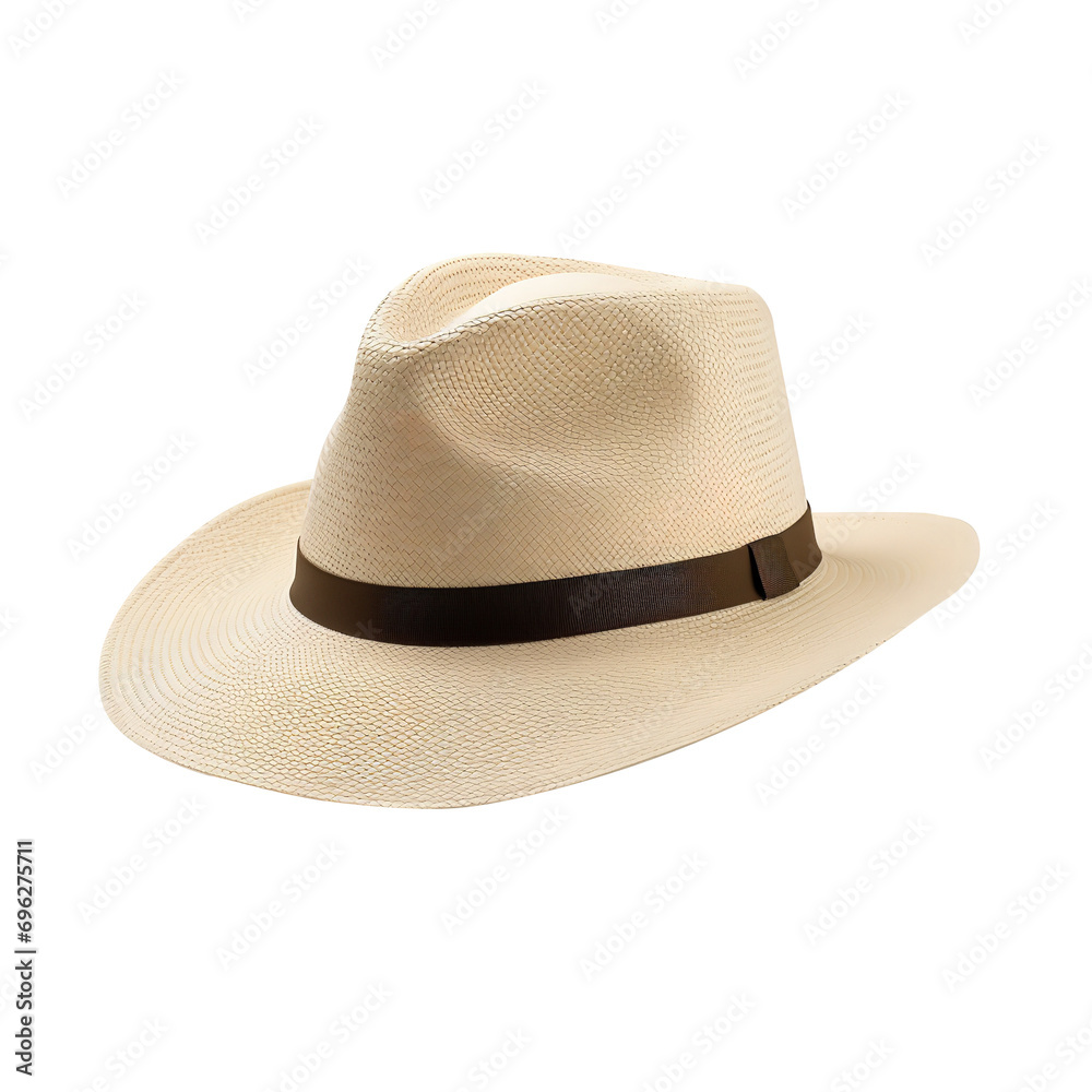 Beautiful stylish straw hat isolated on transparent background Beautiful stylish straw hat isolated on transparent background
