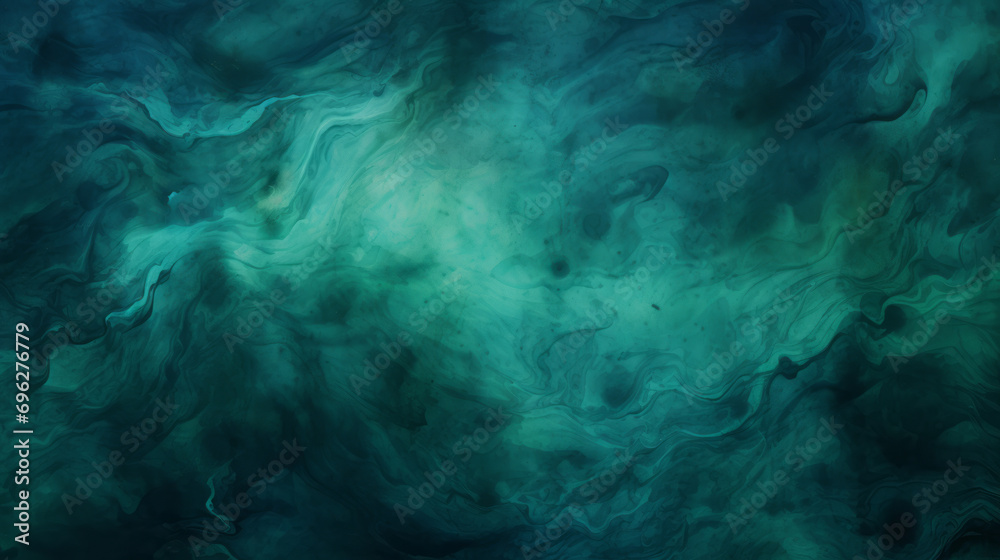 Dark green watercolor texture with black swirls, in the style of a matte paper background. Banner abstract background of green emerald marble surface. - obrazy, fototapety, plakaty 