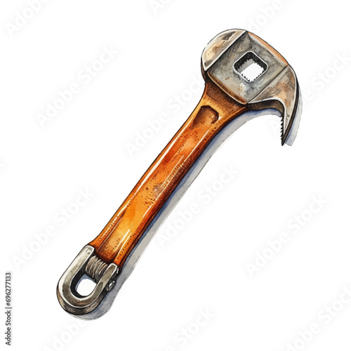 wrench, tool, spanner, isolated, adjustable, metal, steel, equipment, white, object, work, construction, repair, screw, mechanic, chrome, silver, industry, iron, hardware, adjustable wrench, tools, no