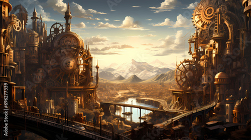 Echoes of a Mechanical Metropolis  The Intricate Wonders of a Steampunk Cityscape