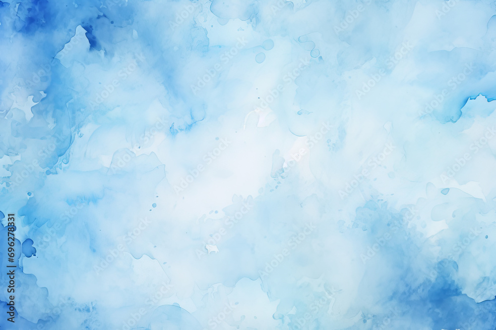 blue paint watercolor background, atmospheric color washes, with light turquoise and dark sky-blue, monochromatic. Watercolor cloud texture