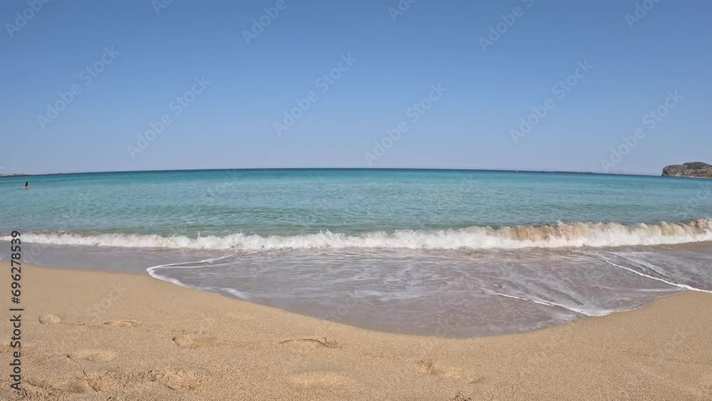 Video of the waves crashing on the shore at the beautiful Falassarna beach, Crete, Greece. Quiet day with little wind for relaxation and inner peace. Video of the waves crashing on the shore at the beautiful Falassarna beach, Crete, Greece. Quiet day with little wind for relaxation and inner peace.
