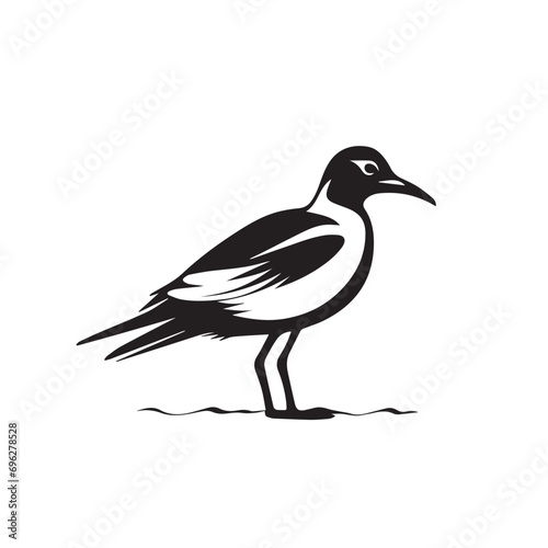 Seagull in cartoon, doodle style. Isolated 2d vector illustration in logo, icon, sketch style, Eps 10, black and white. AI Generative