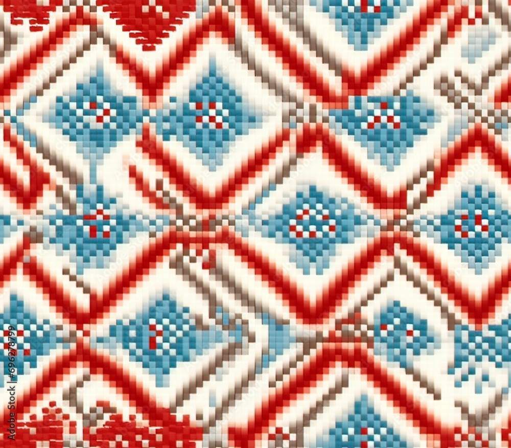 red and white fabric, Cross-stitch Seamless Pattern red and white fabric, Cross-stitch Seamless Pattern