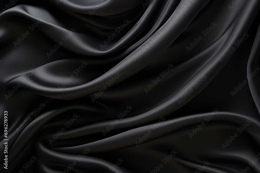 Black satin fabric with a smooth flowing texture. background. Silky textured, minimalist and abstract, dark grey. Black satin fabric with a smooth flowing texture. background. Silky textured, minimalist and abstract, dark grey.