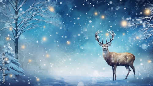 A Majestic Deer in a Winter Wonderland