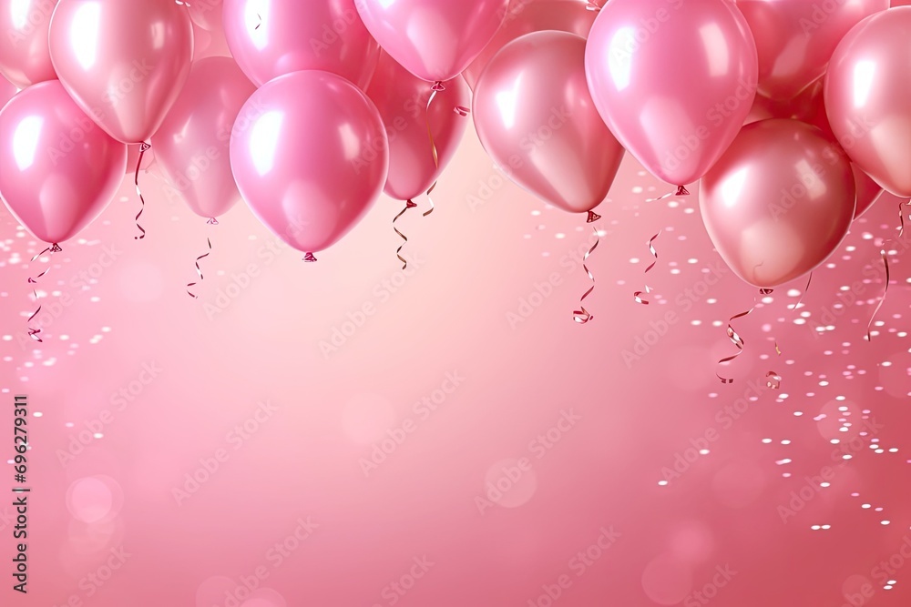 Pink balloons on glowing pink background