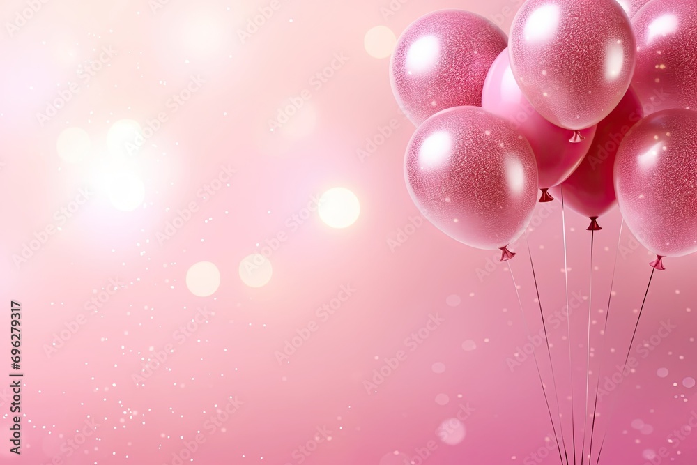 Pink balloons on glowing pink background