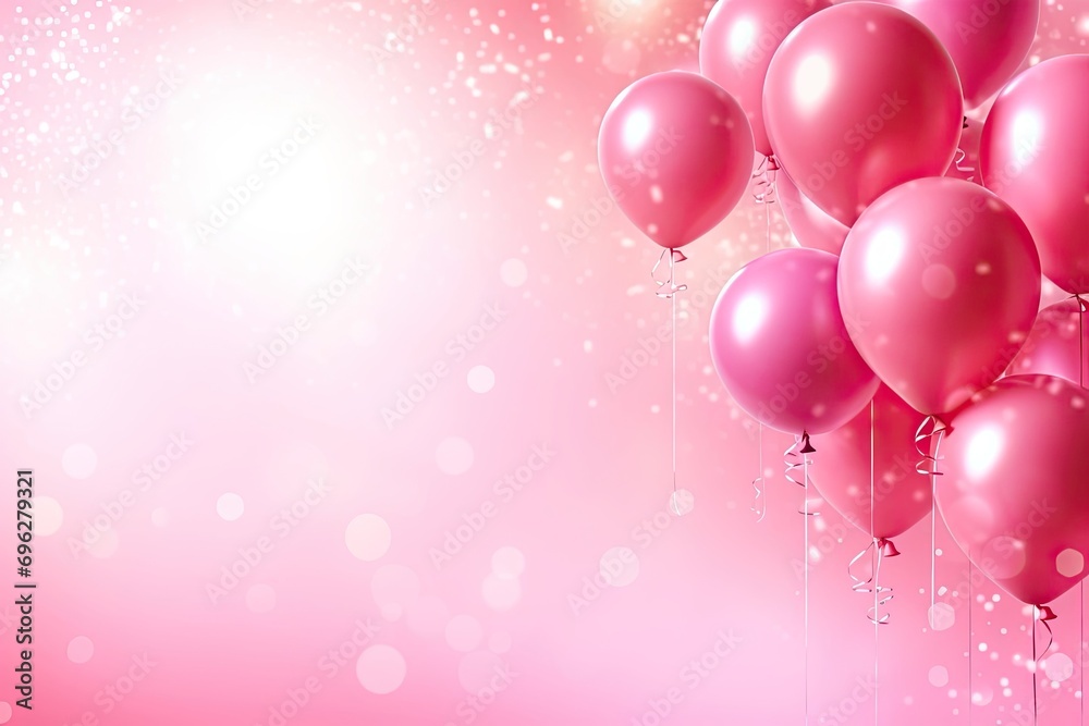 Pink balloons on glowing pink background