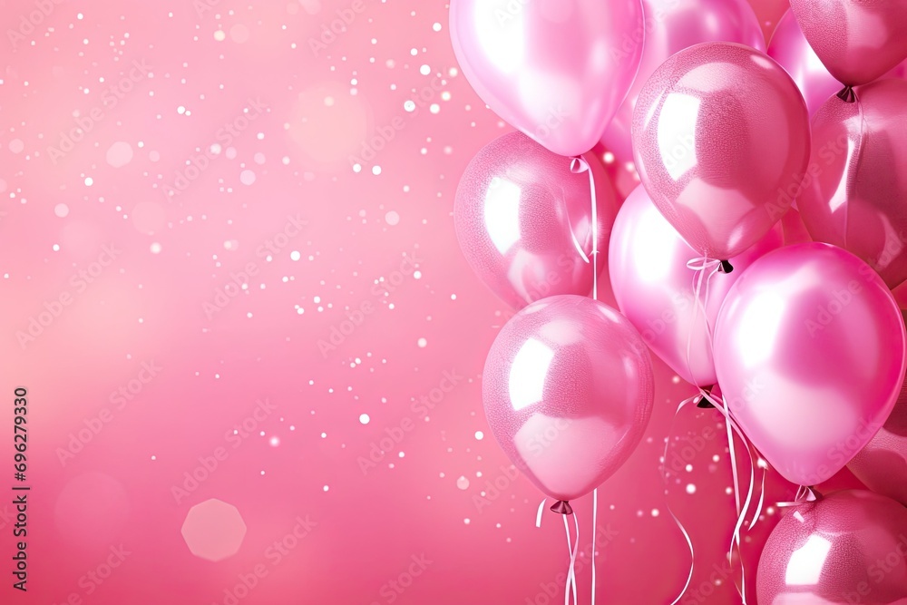 Pink balloons on glowing pink background