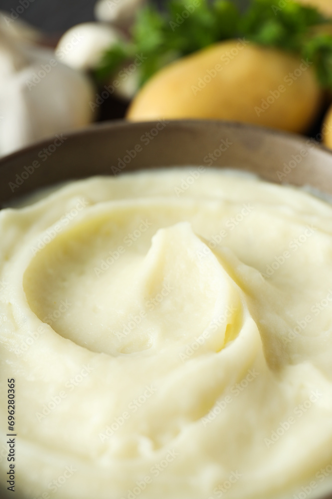 Mashed potatoes, concept of tasty and delicious food Mashed potatoes, concept of tasty and delicious food