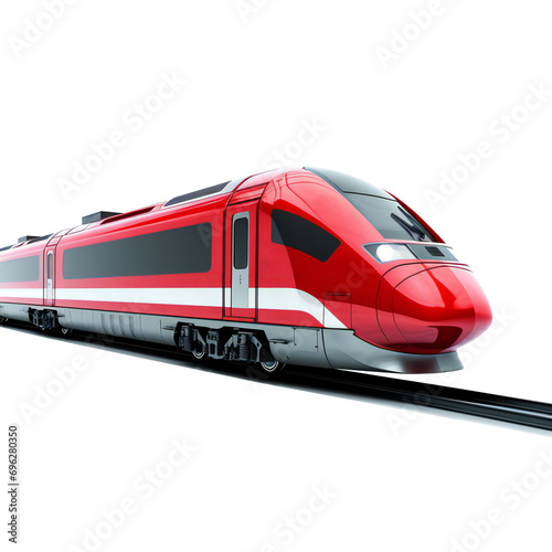 Red fast train isolated on transparent