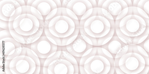 Modern abstract baby pink background with circles. White bubble Random shifted white circle background wallpaper banner pattern with copy space Abstract blank geometric decoration paper design.