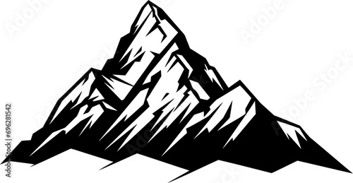 Mountain silhouette icon in black color. Vector template design for laser cutting wall art.
