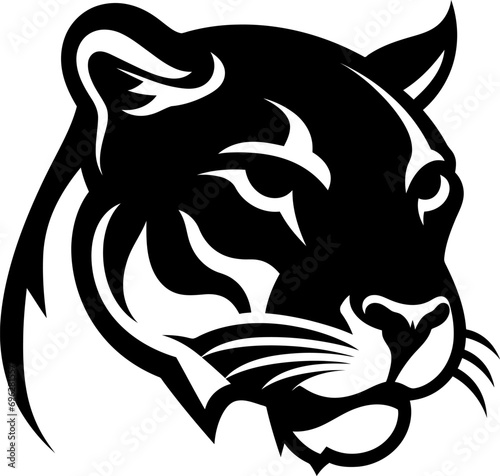 Puma silhouette in black color. Vector template for laser cutting wall art.