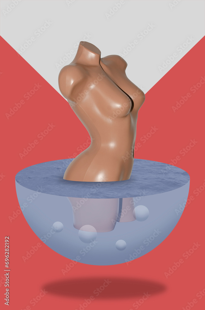 Fototapeta premium Collage art with a female plastic mannequin 