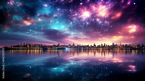 Night sky with stars and nebula. Elements of this image furnished photo