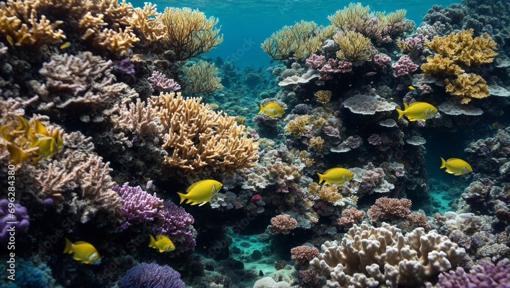 Fototapeta premium beautiful underwater world blue reef on sunny day