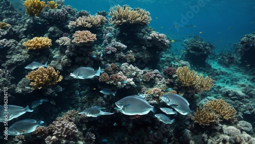 beautiful underwater world blue reef on sunny day © Usman