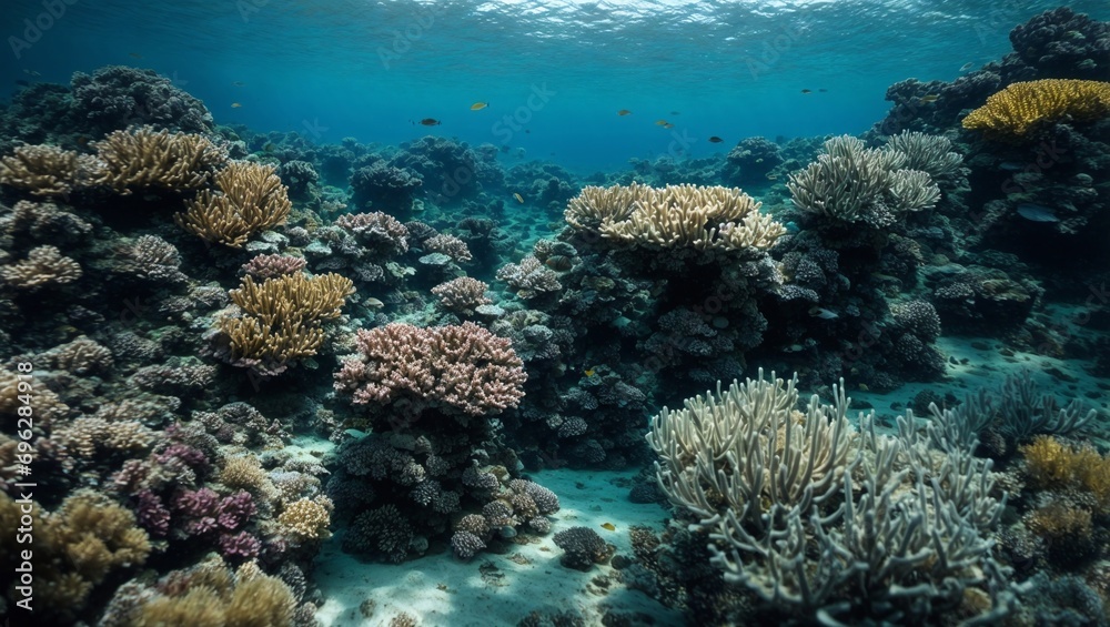 Obraz premium beautiful underwater world blue reef on sunny day
