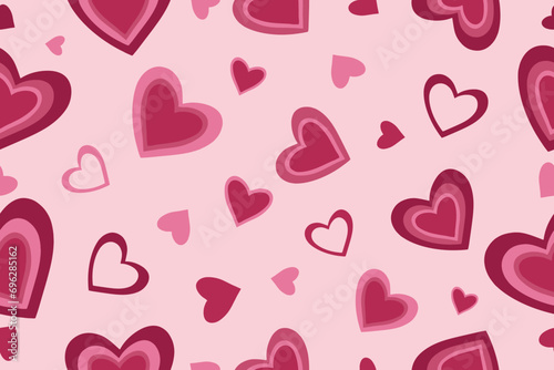Seamless pattern of hearts. Modern abstract background with pink hearts. Vector illustration on a pink background. Vector 