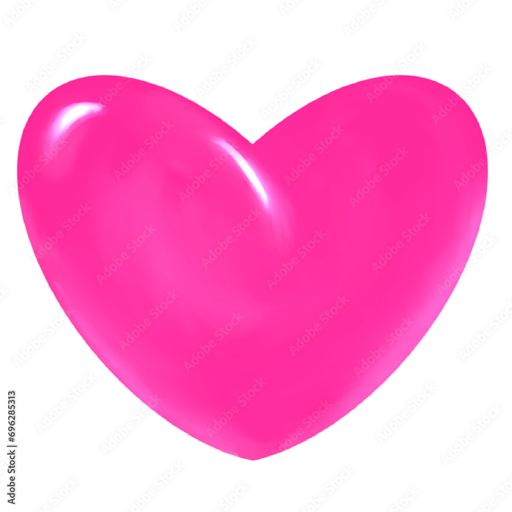 Pink glossy, shiny heart, 3D effect