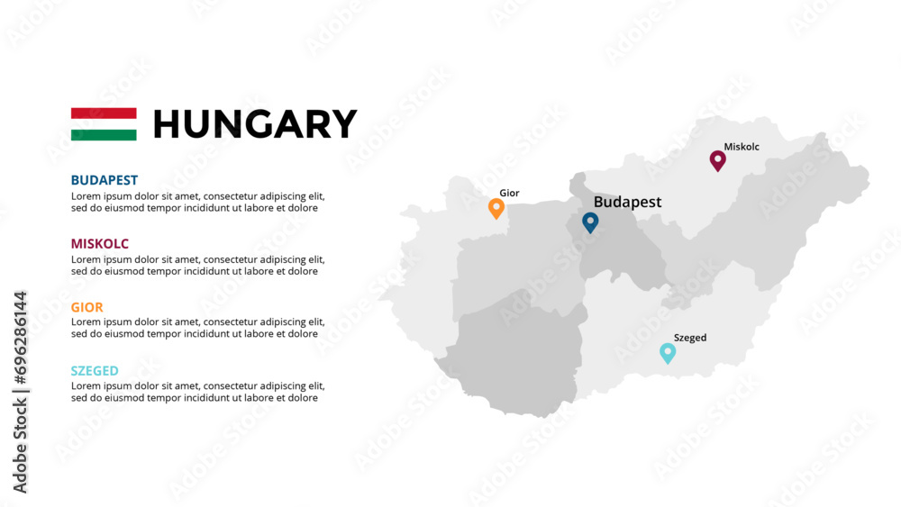 Hungary Infographic maps for countries elements design for presentation, can be used for presentation, workflow layout, diagram, annual report, web design.