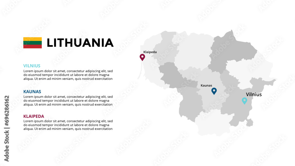 Lithuania Infographic maps for countries elements design for presentation, can be used for presentation, workflow layout, diagram, annual report, web design.