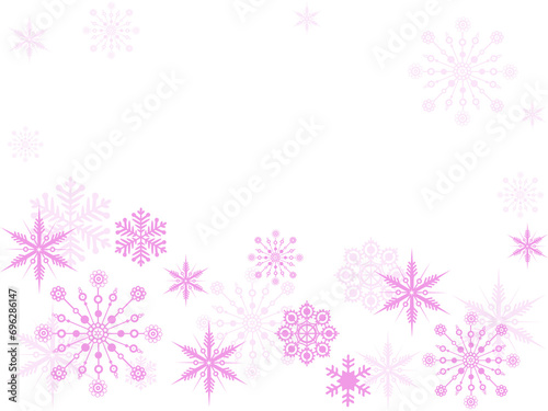 pink snowflakes. christmas texture, background with pink snowflakes and place for text, isolated on transparent background