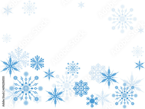 blue snowflakes. christmas texture, background with blue snowflakes and place for text, isolated on transparent background